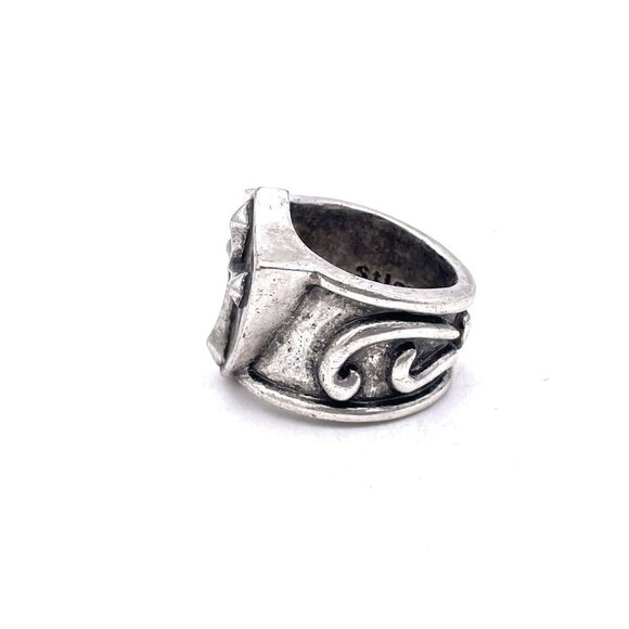 Stigma Oxidized Cross Shield Ring Silver Tone Size 9 - Picture 2 of 6
